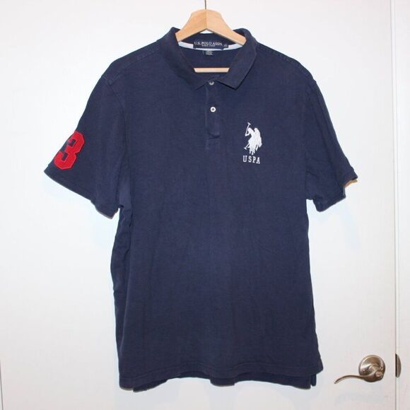 U.S. Polo Assn. Navy Blue 100% Cotton Button Details Polo Shirt Men's Size XXL - Picture 1 of 9